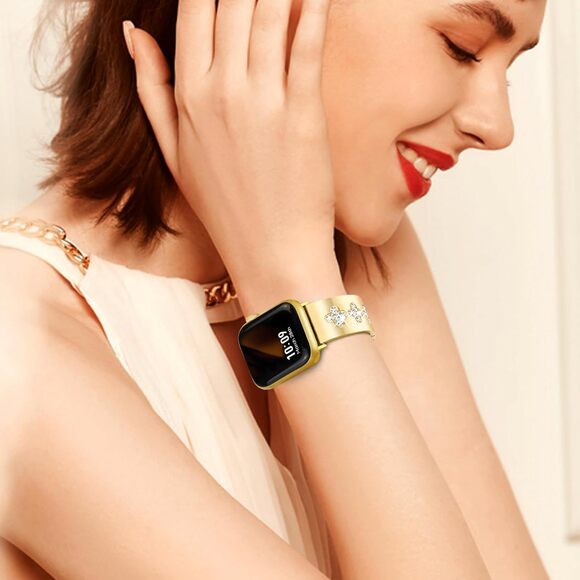 New Newlibery Gold Toned 38mm Four Leaf Clover Apple iWatch Replacement Band - Picture 3 of 8